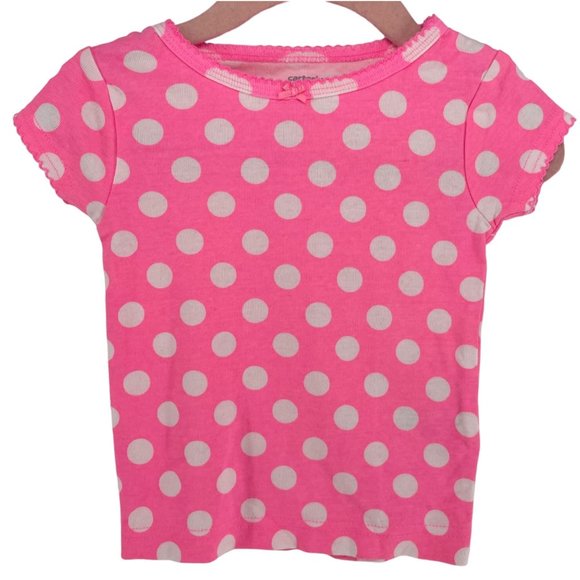 NWOT Carter's Baby Girl's Size 12 Months Hot Pink & White Polka Dot T-Shirt - Picture 1 of 5